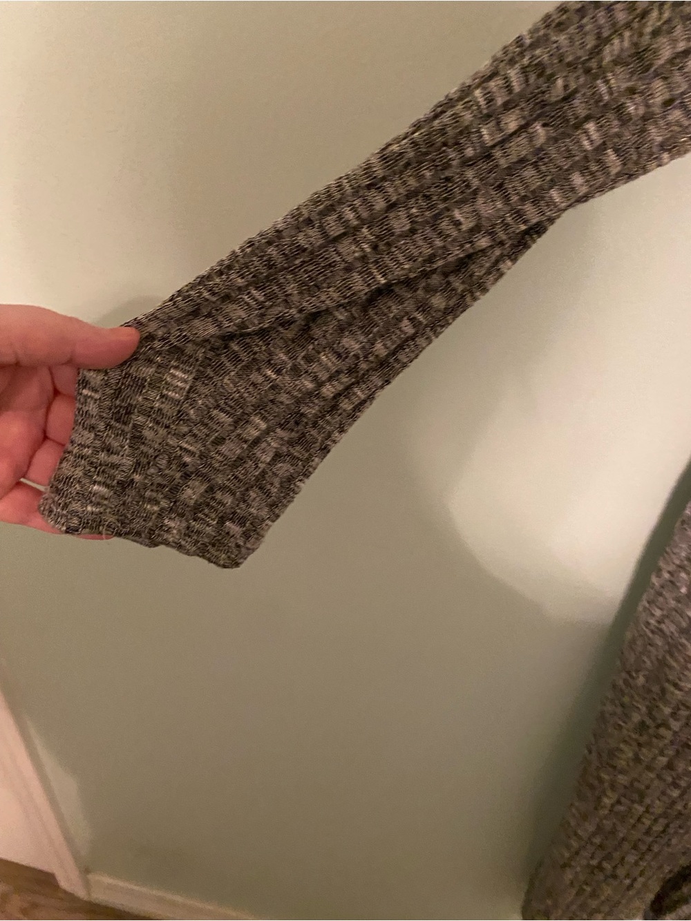 Gray Ribbed Open Long Cardigan - Picture 5 of 6